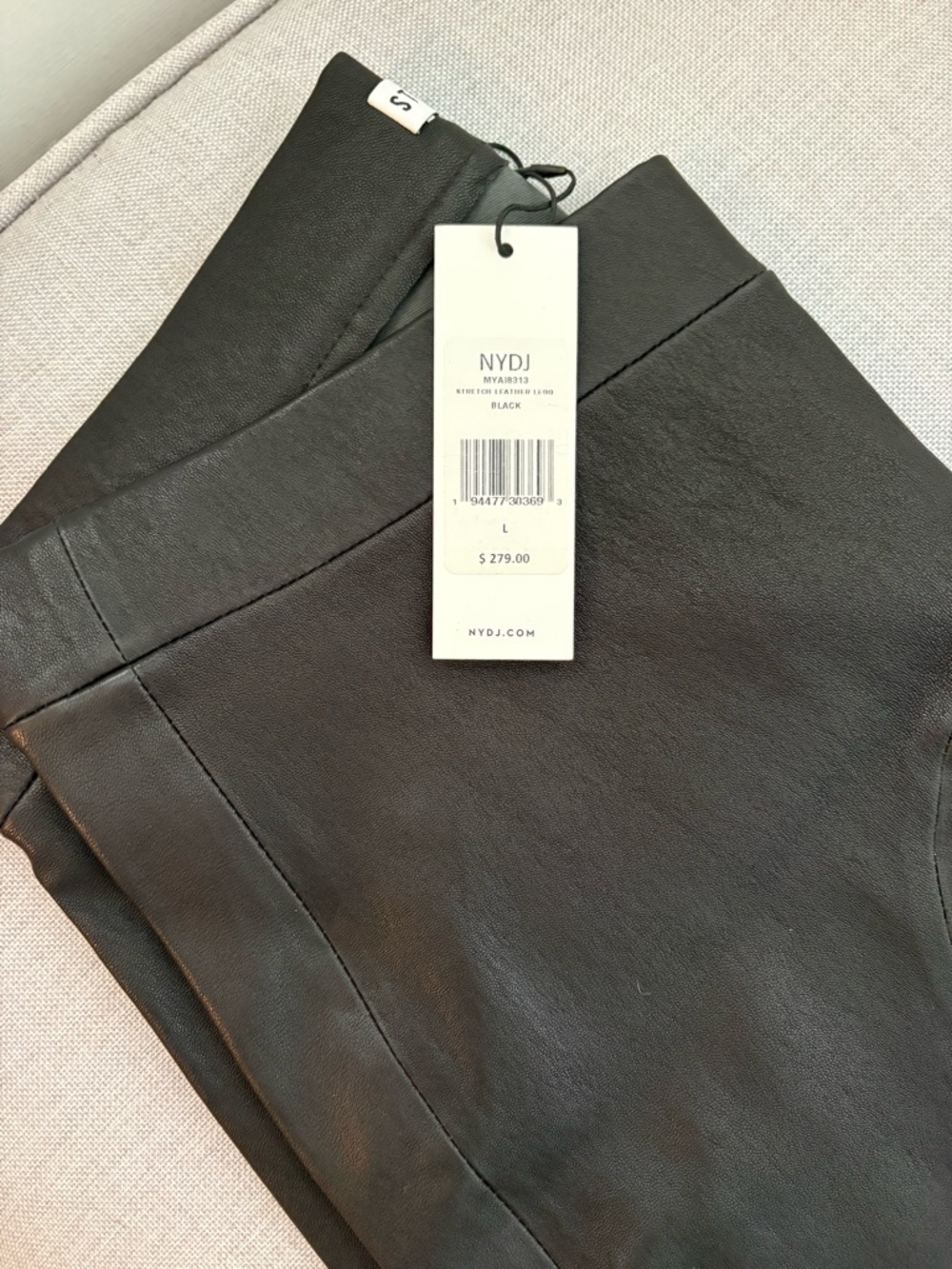 NYDJ Black Faux Leather Pencil Pant with Tag